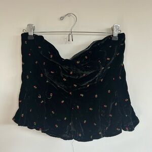 Free People Velvet Black Floral Corset Tube Top